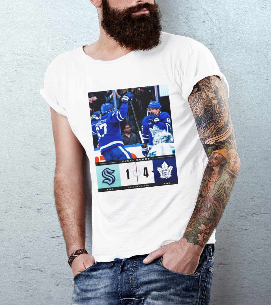 Final Score Seattle Kraken Vs Toronto Maple Leafs 1 4 2024 25 Season T-Shirt