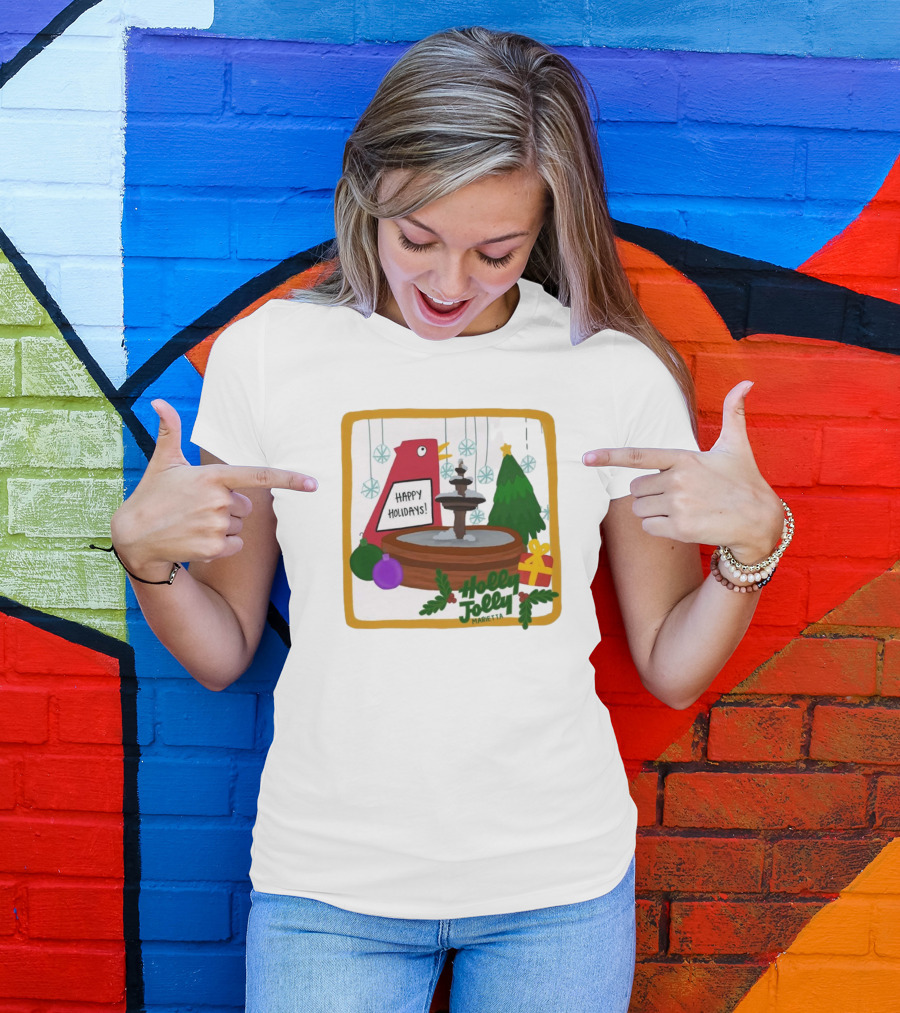 Happy Holidays Holly Jolly Marietta Merry Christmas 2024 Paint Festive Scene T-Shirt