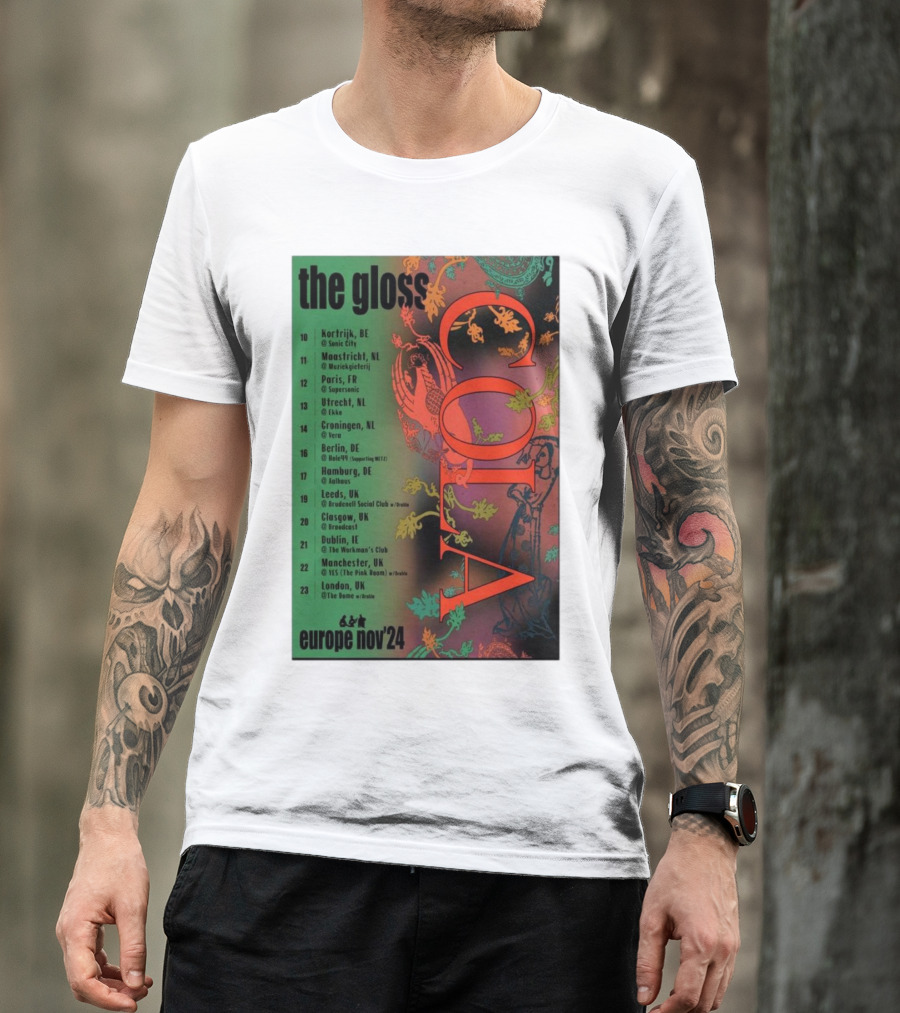The Gloss Cola Europe November 2024 Tour Dates And Locations T-Shirt