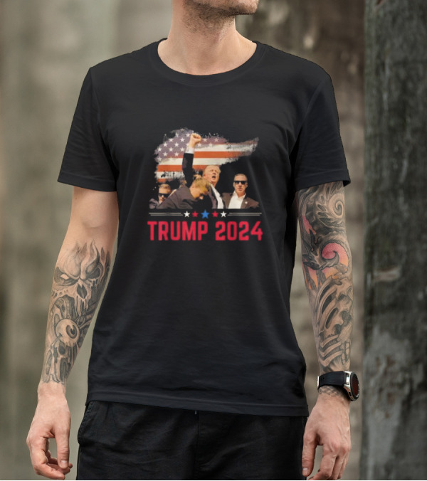 Trump 2024 Outlaw Hillbilly J.D. Vance Donald Trump American Flag T-Shirt