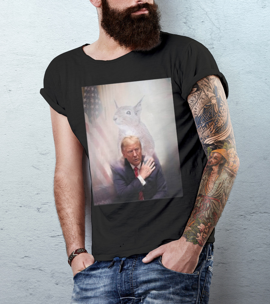 Peanut Walked So Donald Trump Could Run Squirrel And American Flag Reflection T-Shirt