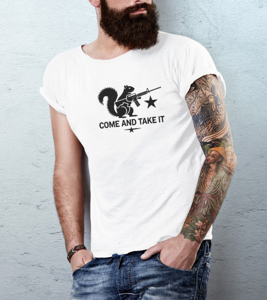 Peanut The Squirrel Holding Rifle Come And Take It Iconic Star T-Shirt