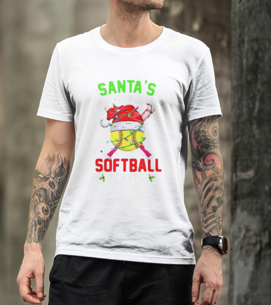 Santa's Favorite Softball Christmas Player T-Shirt