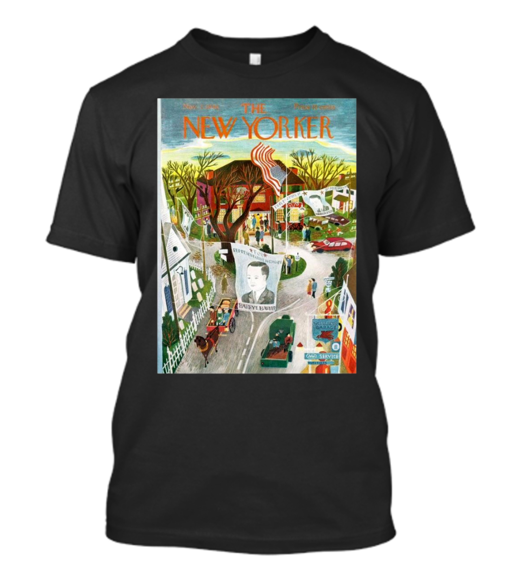 The New Yorker Nov 2 1946 Ilonka Karasz Parade Flags Street Scene T-Shirt