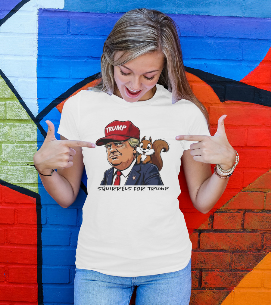 Squirrels For Trump Justice For Peanut Trump Cartoon With Squirrel T-Shirt