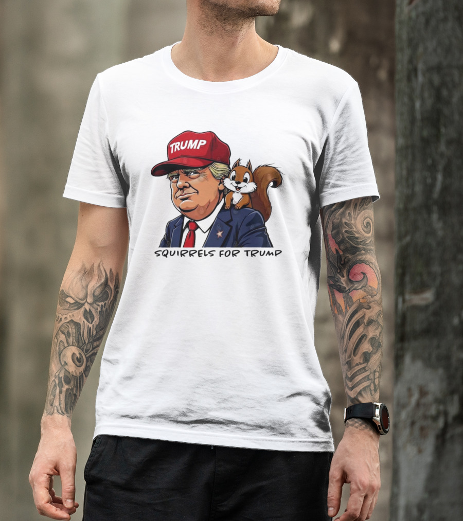 Squirrels For Trump Justice For Peanut Trump Cartoon With Squirrel T-Shirt