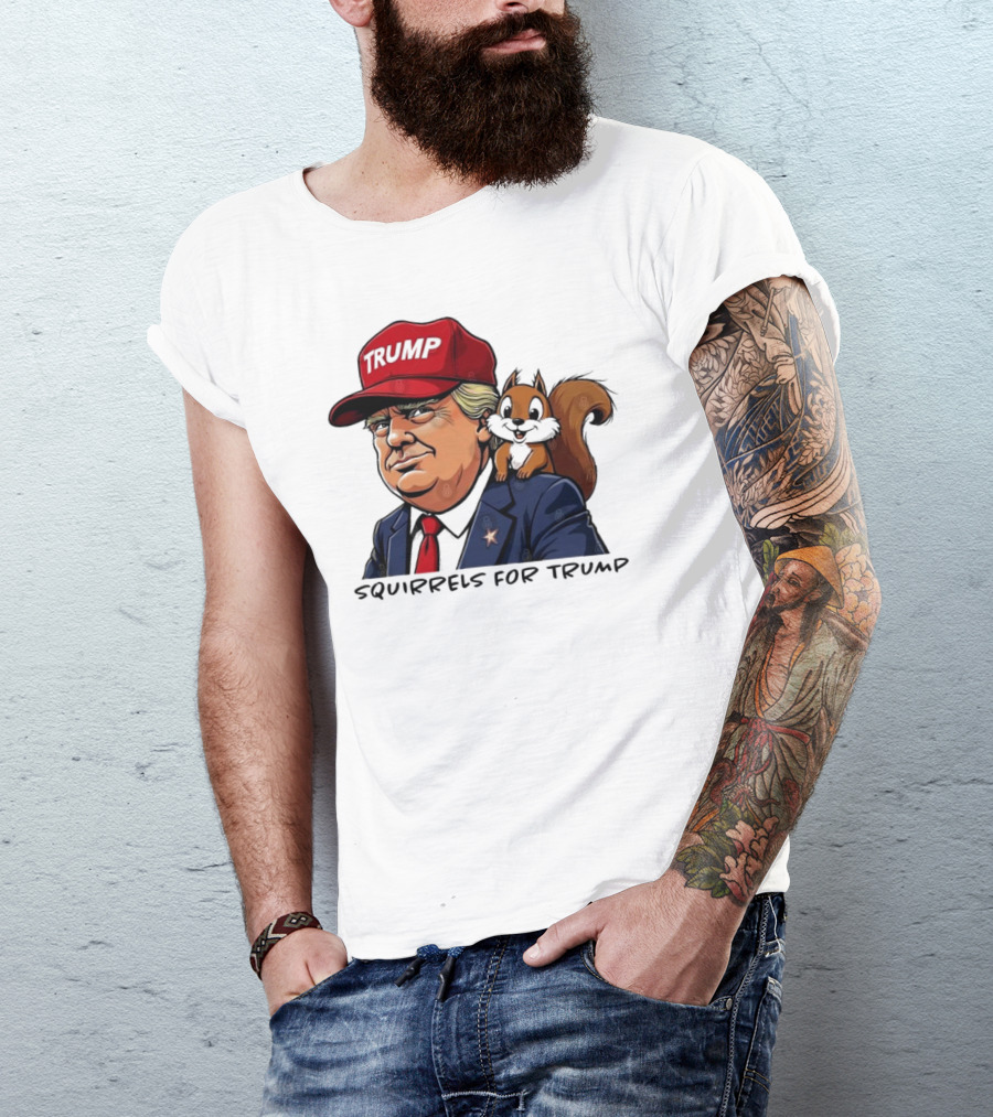 Squirrels For Trump Justice For Peanut Trump Cartoon With Squirrel T-Shirt