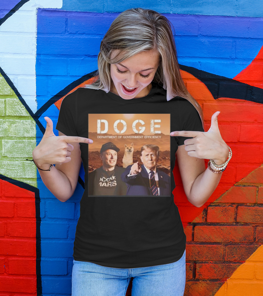 Donald Trump Elon Musk Doge Department Of Government Efficiency Mars T-Shirt