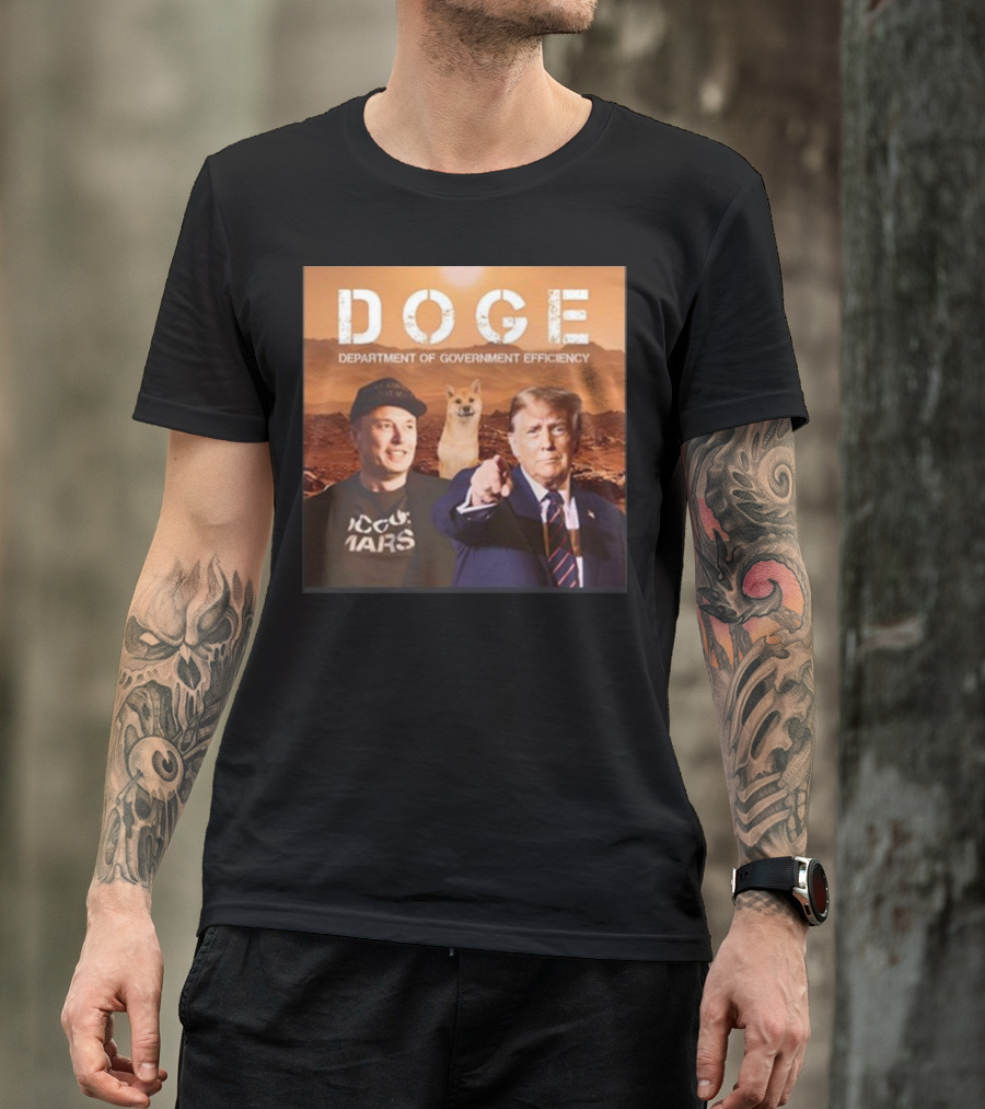 Donald Trump Elon Musk Doge Department Of Government Efficiency Mars T-Shirt