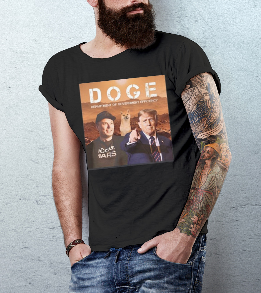 Donald Trump Elon Musk Doge Department Of Government Efficiency Mars T-Shirt