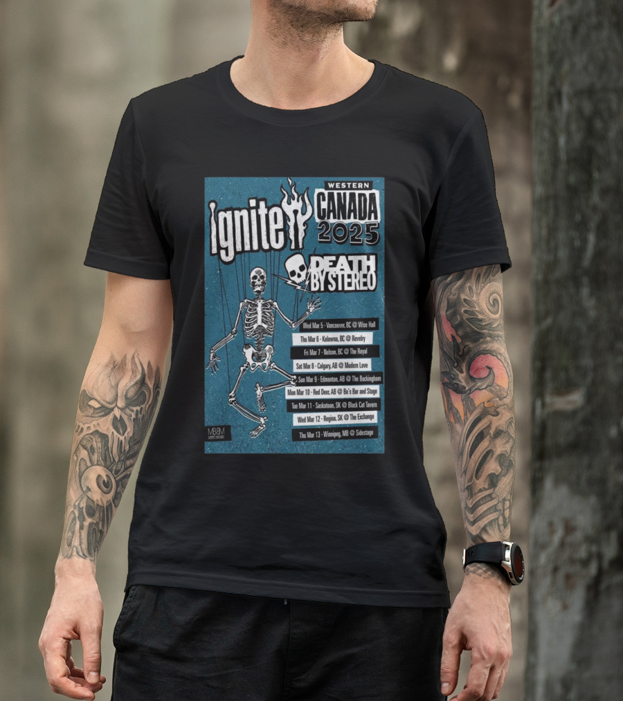 Ignite Western Canada 2025 Death By Stereo Tour Dates Skeleton T-Shirt