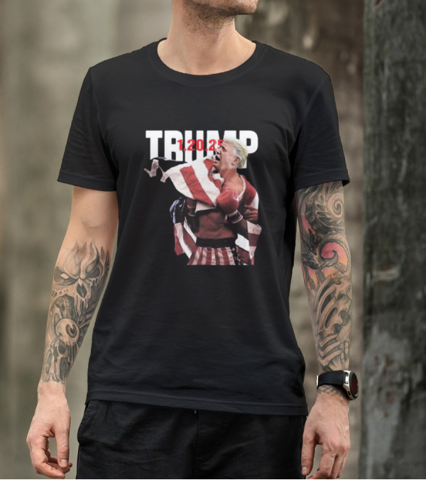 Trump 1.20.25 Boxing American Flag Rocky Style 47th President T-Shirt