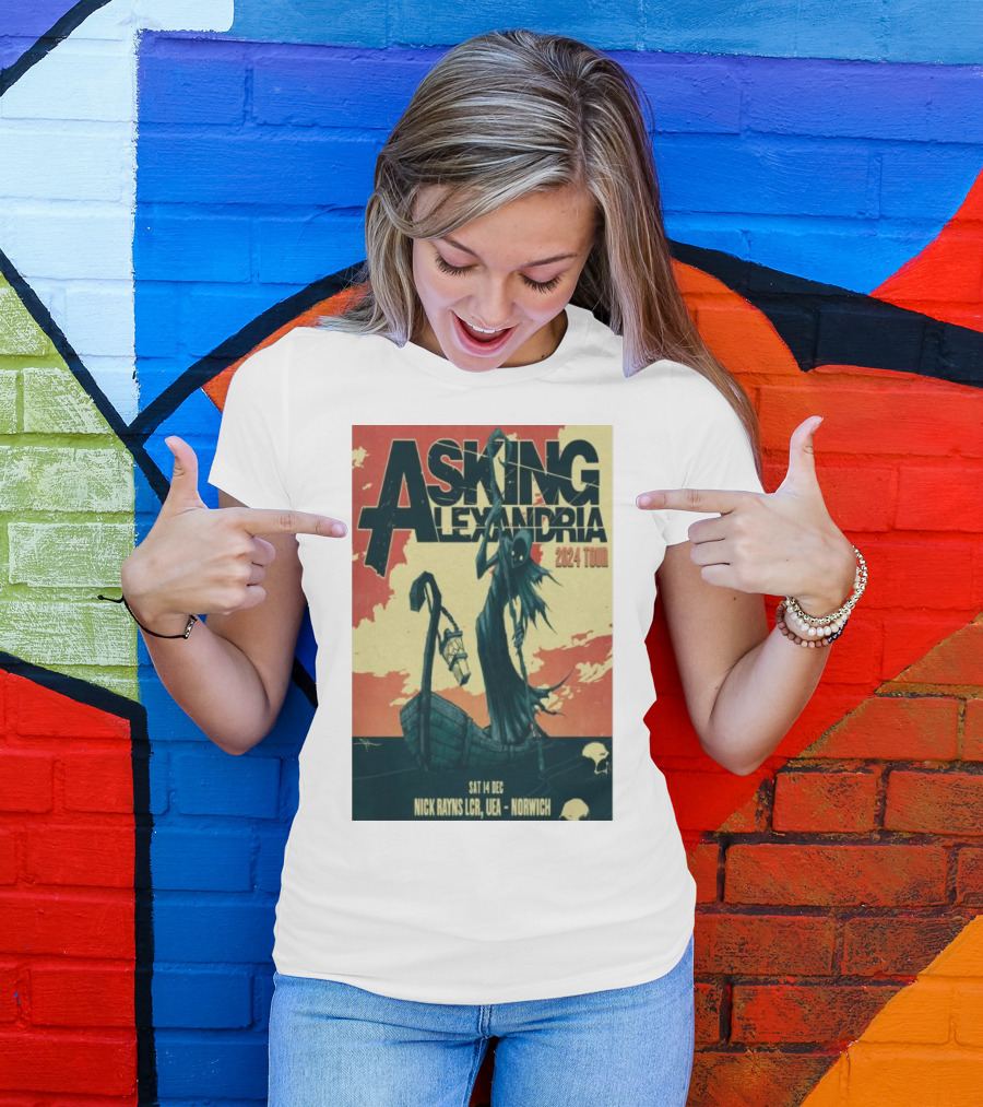 Asking Alexandria 2024 Tour Dec 14 Norwich Nick Rayns LCR UEA T-Shirt
