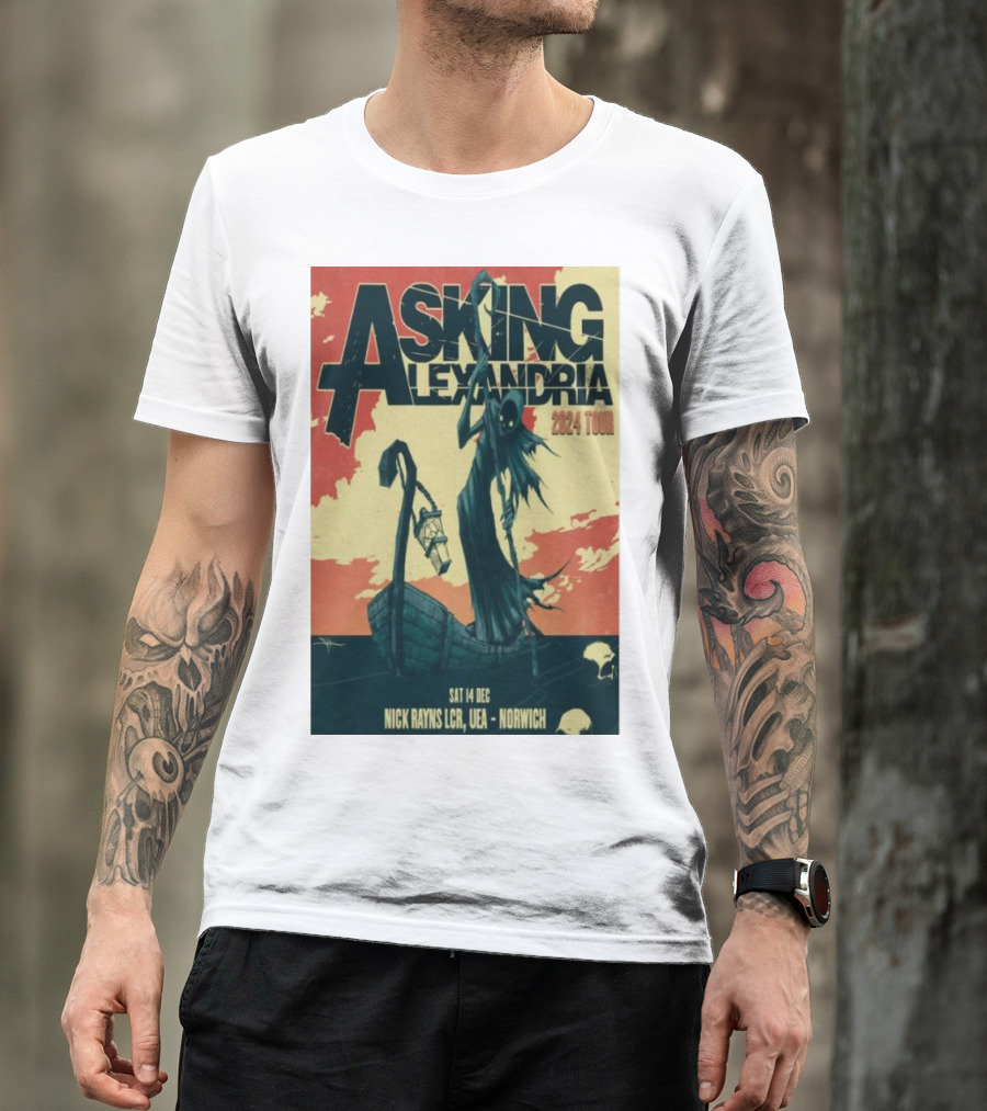Asking Alexandria 2024 Tour Dec 14 Norwich Nick Rayns LCR UEA T-Shirt