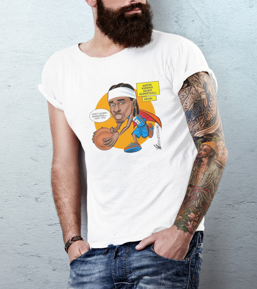 Don’t Worry Basketball I Got You Aaron Wiggins Saves Basketball Again Oklahoma City Thunder NBA Cartoon T-Shirt
