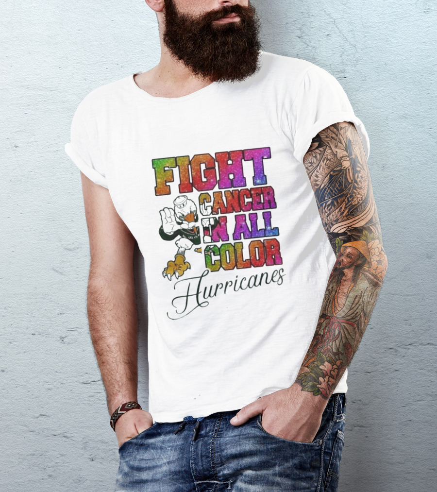 Miami Hurricanes Fight Cancer In All Color T-Shirt