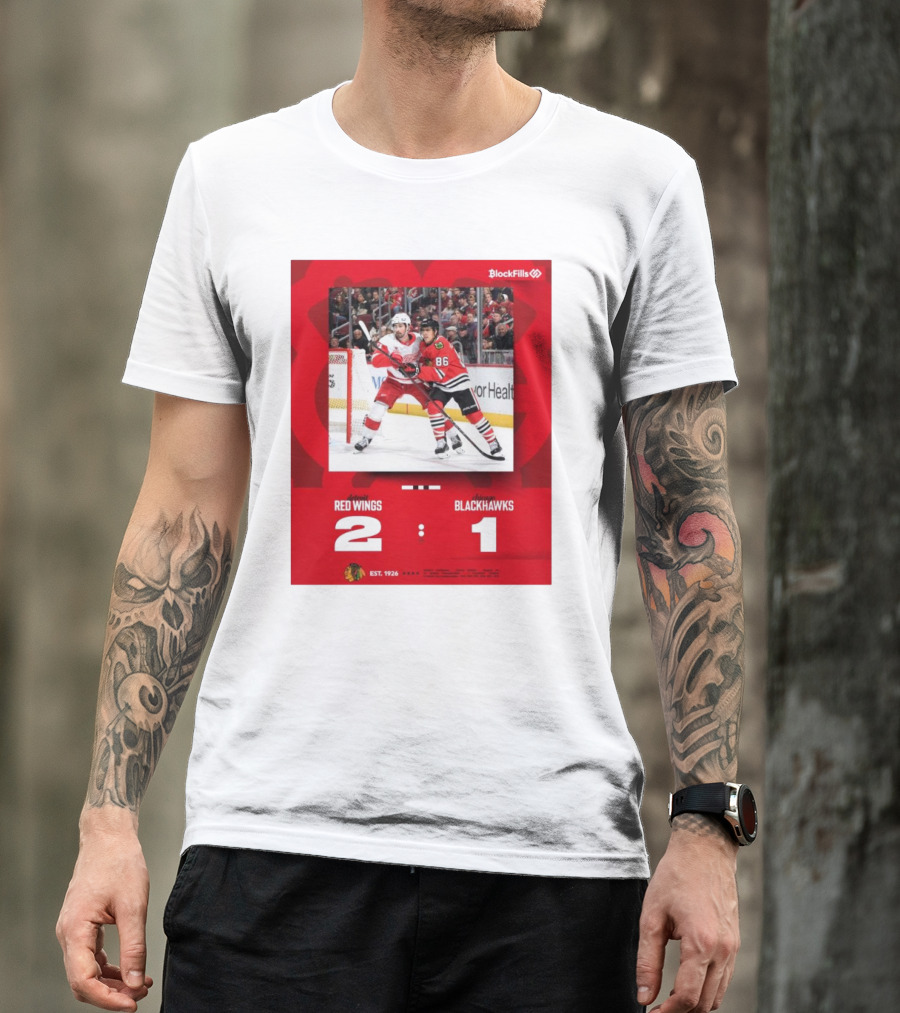 NHL Detroit Red Wings Vs. Chicago Blackhawks 2 – 1 BlockFills Event EST. 1926 T-Shirt
