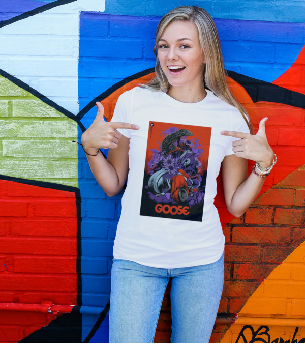 Goose Nov 8 2024 Cincinnati OH Tour Lizard On Purple Flowers T-Shirt