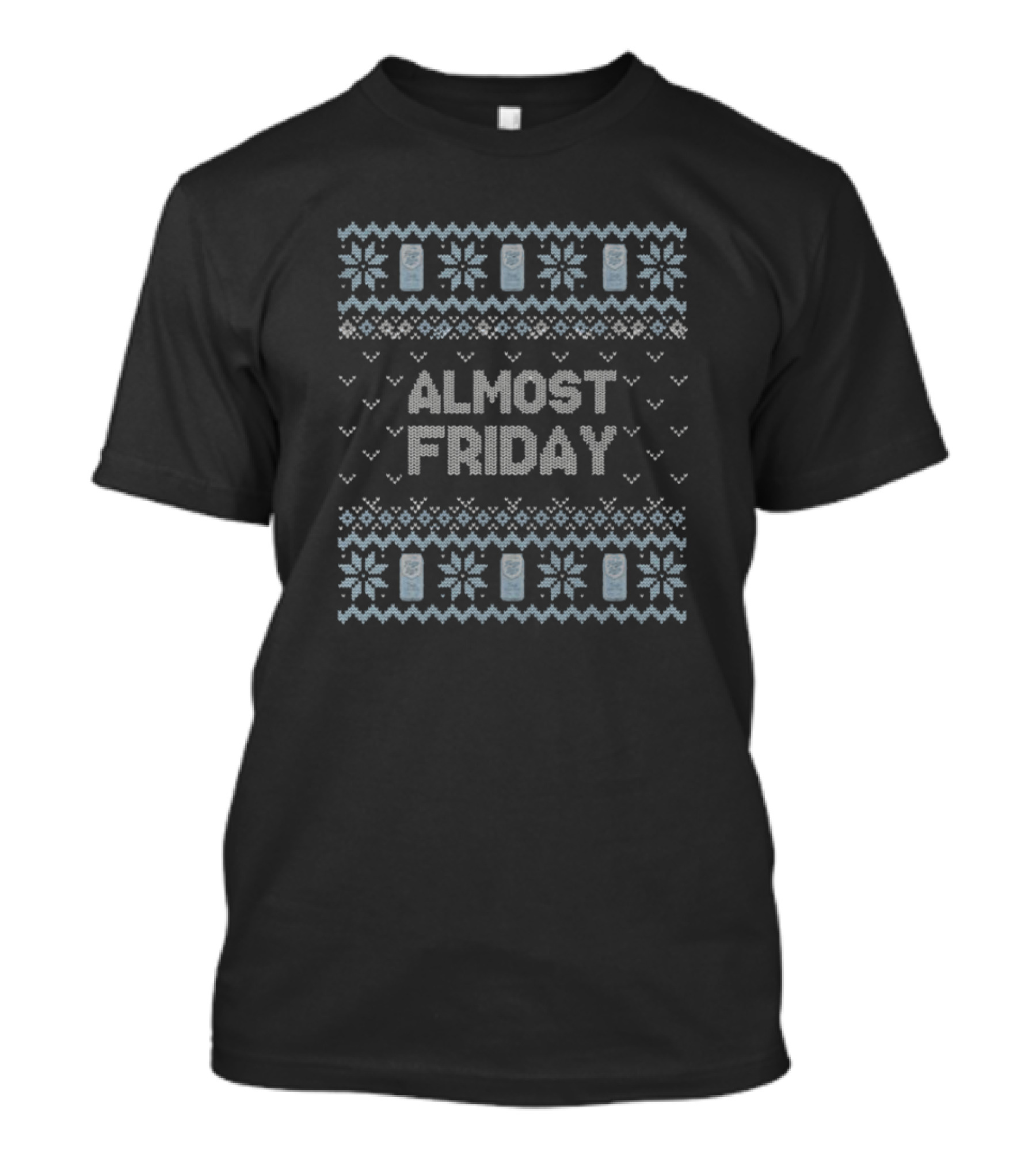 Almost Friday Ugly Christmas 2024 Pattern Snowflakes And Icons T-Shirt