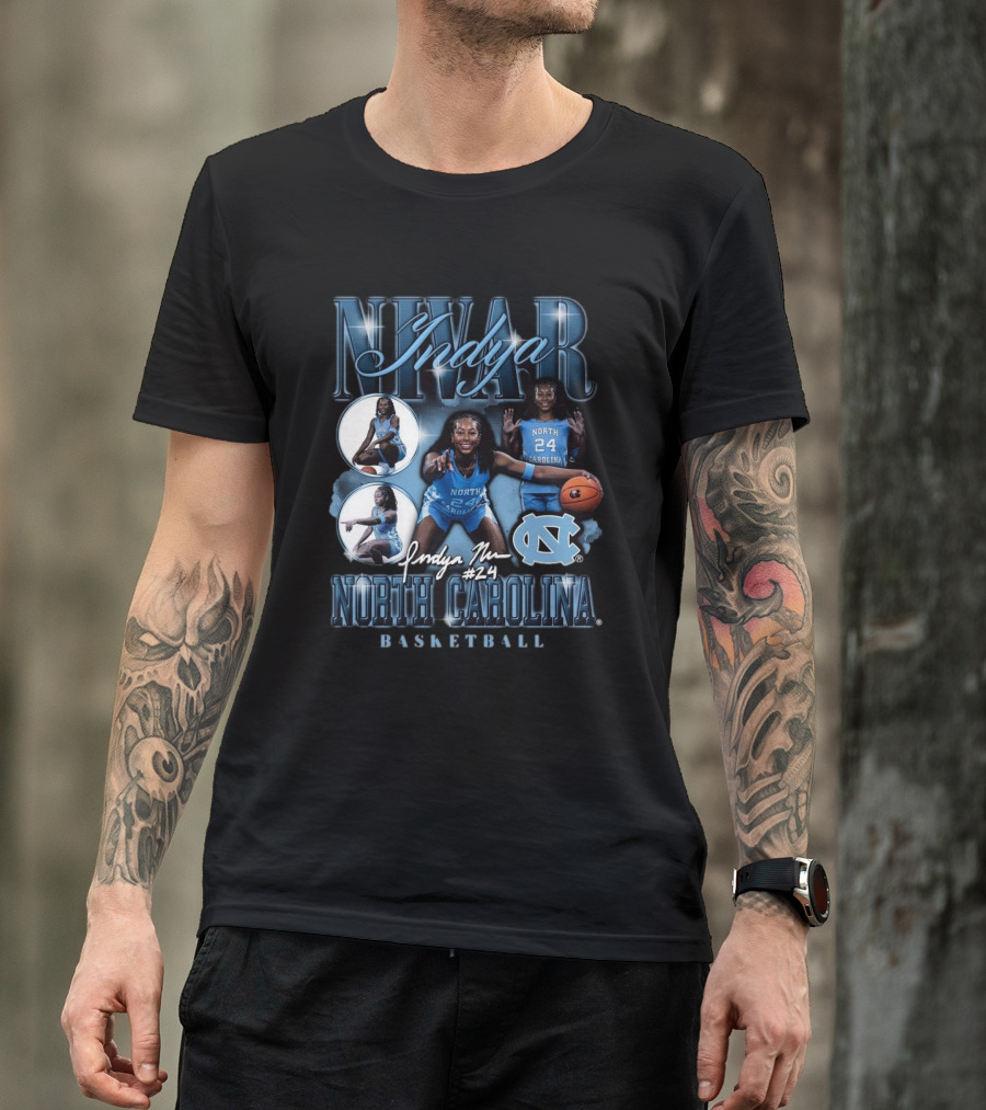 Indya Nivar #24 North Carolina Tar Heels Basketball T-Shirt