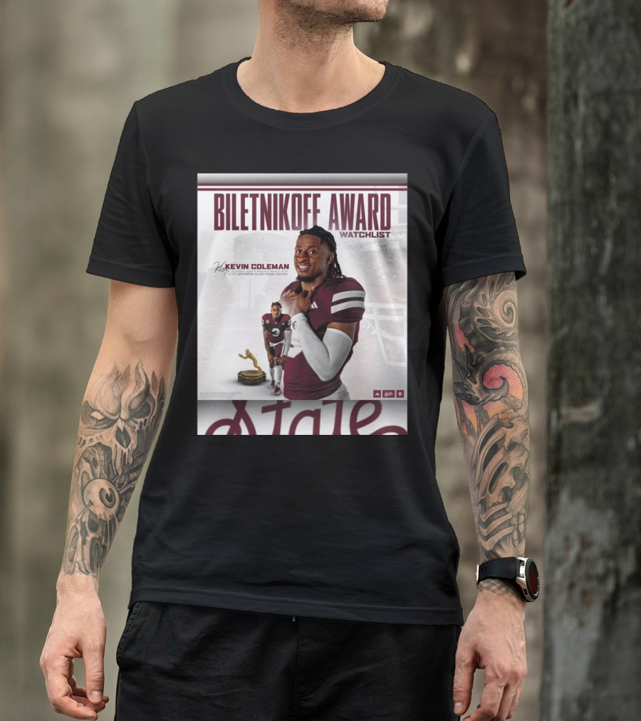 Biletnikoff Award Watchlist Kevin Coleman Mississippi State Bulldogs Signature T-Shirt