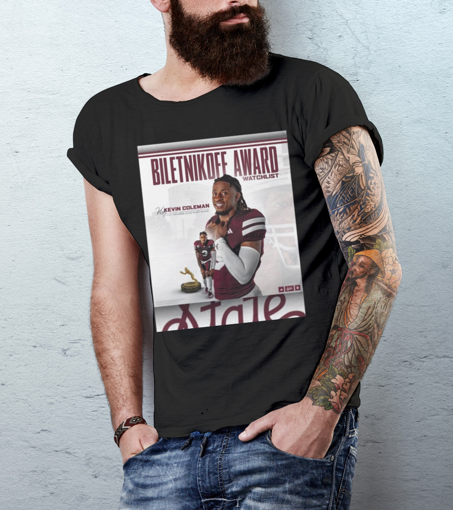 Biletnikoff Award Watchlist Kevin Coleman Mississippi State Bulldogs Signature T-Shirt