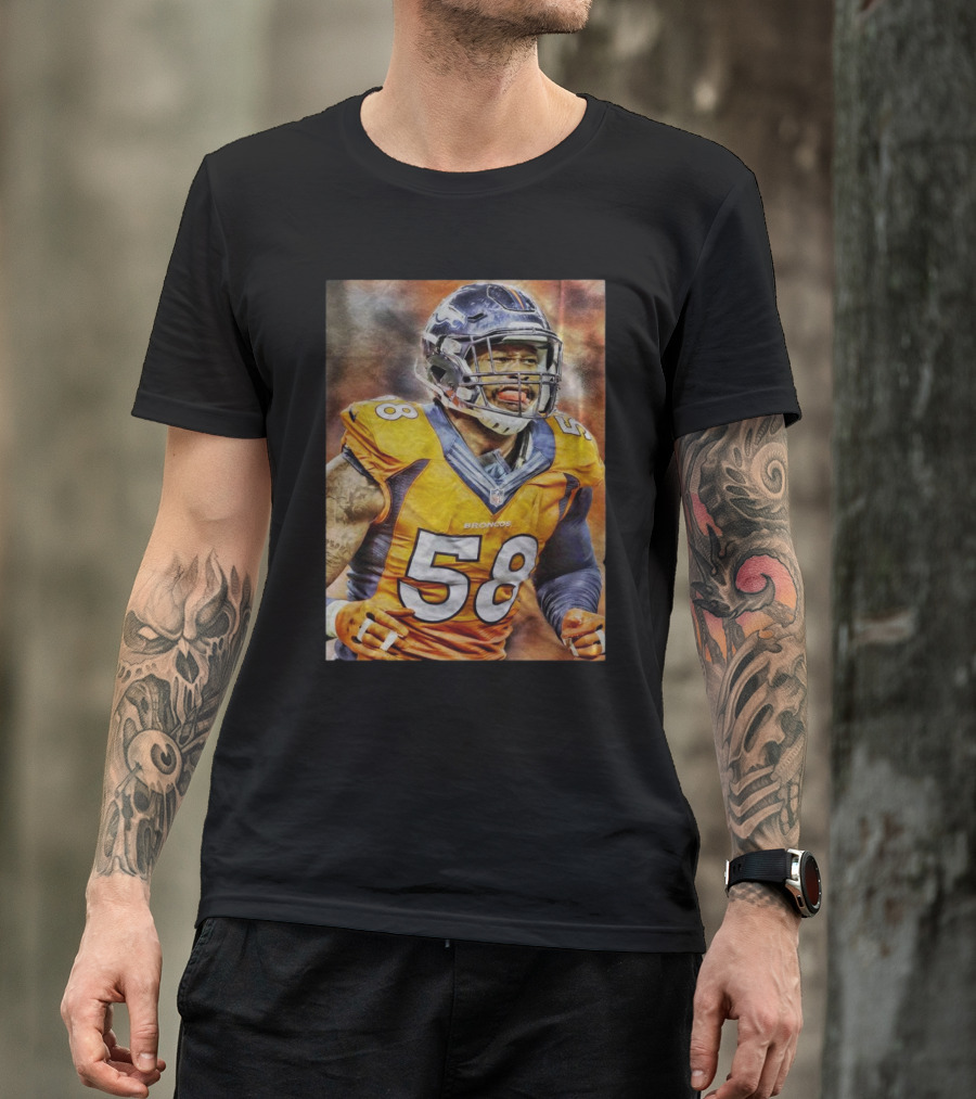 Von Miller 58 Denver Broncos Velveteen Blanket T-Shirt