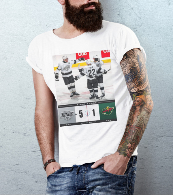 NHL Final Score Los Angeles Kings 5 Vs Minnesota Wild 1 2024-25 Season T-Shirt
