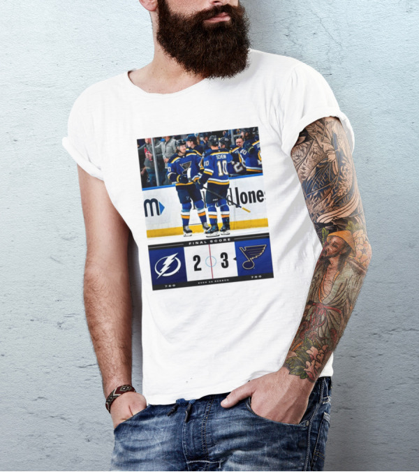 NHL Final Score 2024-25 Season Tampa Bay Lightning 2 Vs St. Louis Blues 3 T-Shirt