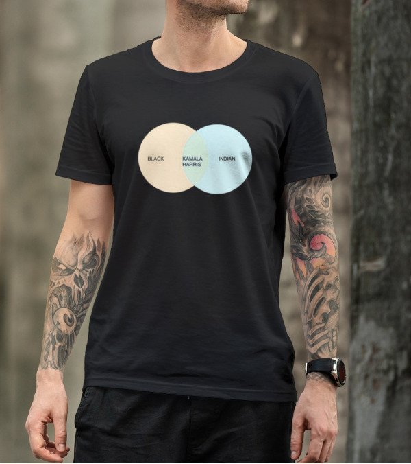 Black Kamala Harris Indian Venn Diagram T-Shirt