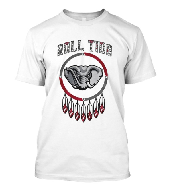 Alabama Crimson Tide Roll Tide 2024 Native American Heritage Month Elephant Logo Feathers T-Shirt