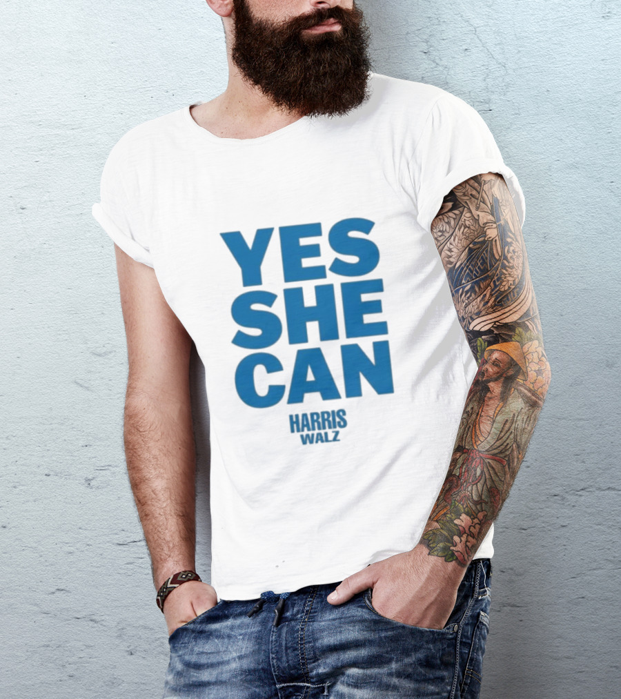 Yes She Can Harris Walz 2024 Empower T-Shirt