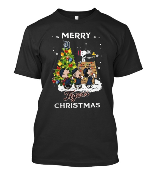 Merry Christmas 2024 Detroit Tigers Snoopy And Friends T-Shirt