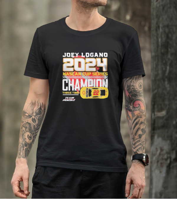 Joey Logano 2024 NASCAR Cup Series Champion Three Time Team Penske 22 Pennzoil T-Shirt
