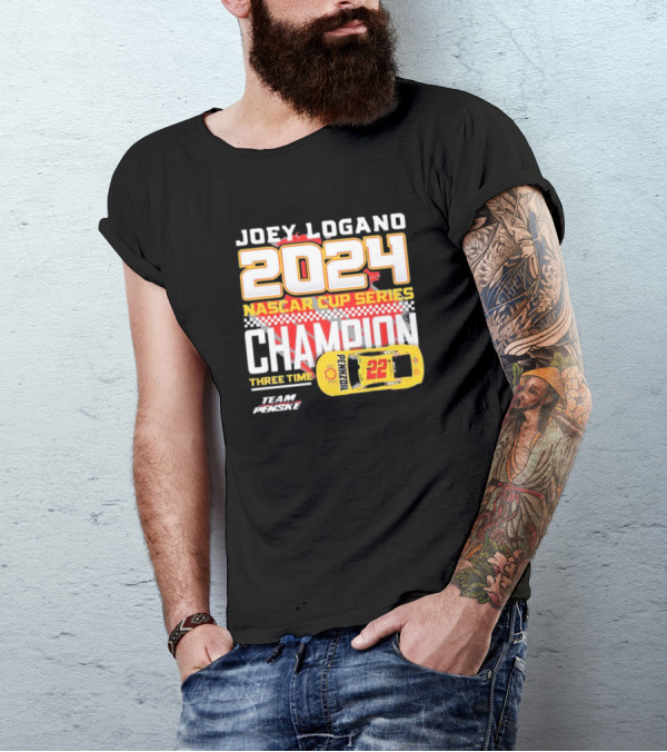 Joey Logano 2024 NASCAR Cup Series Champion Three Time Team Penske 22 Pennzoil T-Shirt