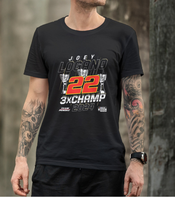Joey Logano Team Penske 22 NASCAR Cup Series 3X Champ T-Shirt