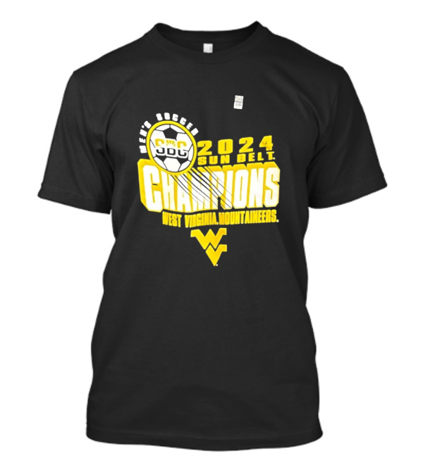 SDC WVU Men's Soccer 2024 Sun Belt Champions West Virginia Mountaineers T-Shirt