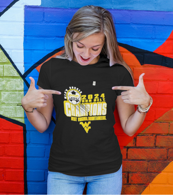 SDC WVU Men's Soccer 2024 Sun Belt Champions West Virginia Mountaineers T-Shirt