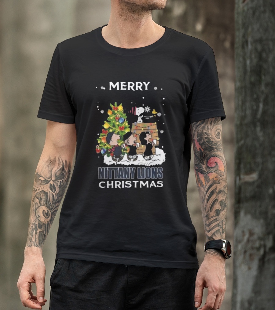 Merry Nittany Lions Christmas Snoopy And Friends T-Shirt