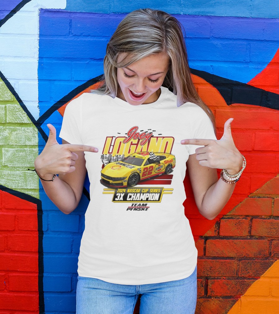 Joey Logano Team Penske 2024 NASCAR Cup Series 3X Champion Vintage Car T-Shirt