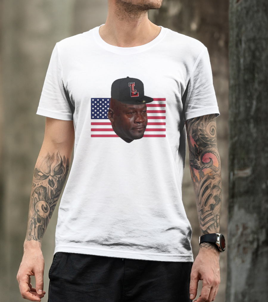 Michael Jordan Crying Meme USA Flag LL Cap T-Shirt