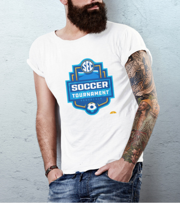 SEC Soccer Tournament Pensacola 2024 Emblem With Blue And Yellow Soccer Ball T-Shirt