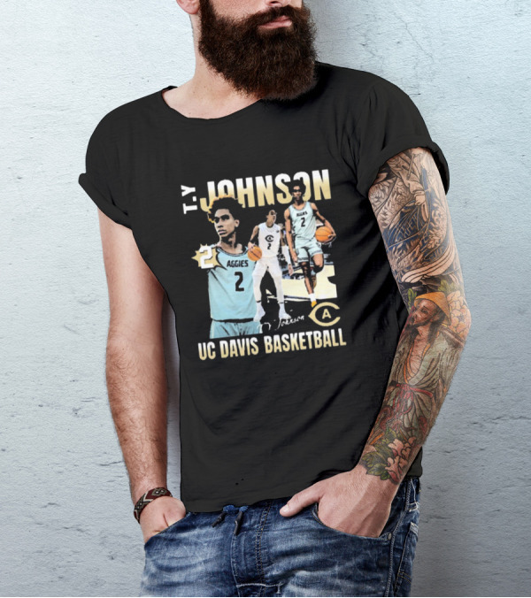 T.Y. Johnson UC Davis Aggies Basketball Number 2 Signature T-Shirt