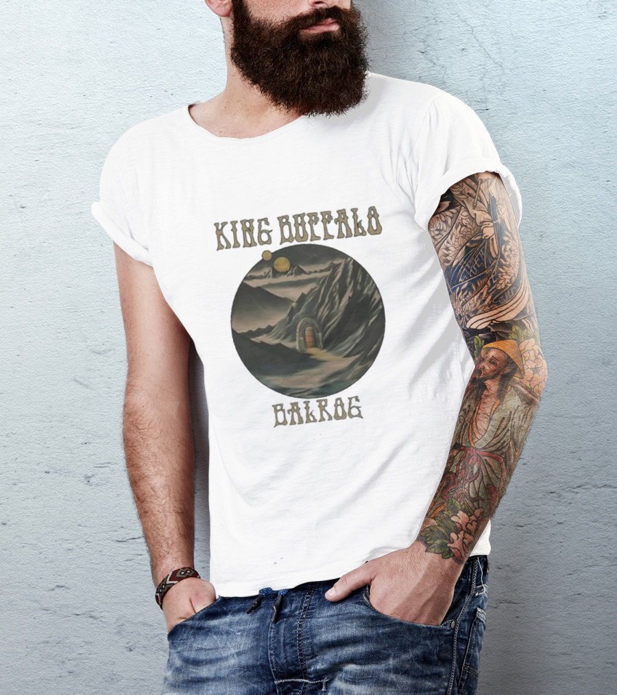 King Buffalo 2024 Balrog New Single Mystical Mountain Gateway Moonlit Scene T-Shirt
