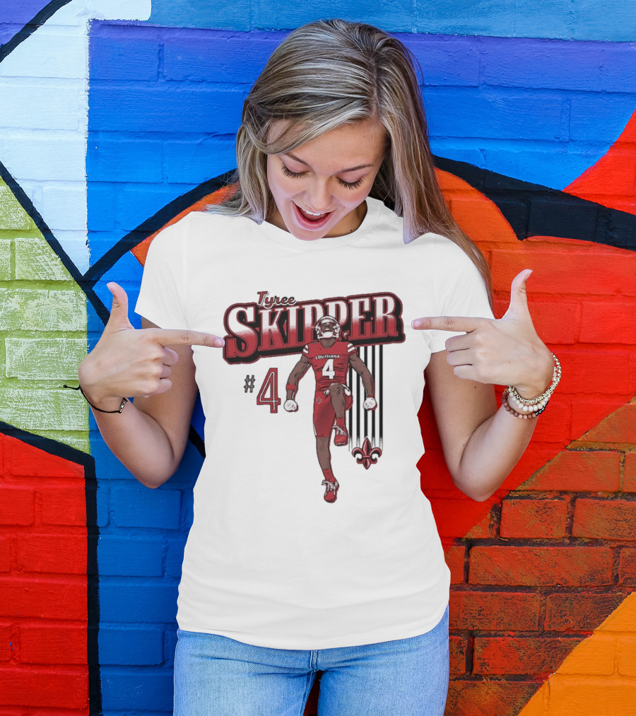 Tyree Skipper #4 Louisiana Ragin’ Cajuns Football Fleur-de-Lis T-Shirt