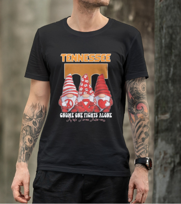Tennessee Volunteers Autism Awareness Gnome One Fights Alone T-Shirt