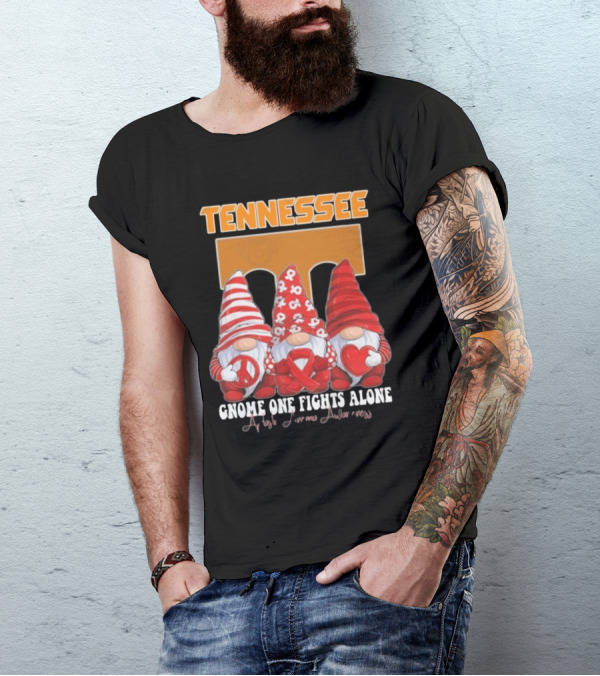 Tennessee Volunteers Autism Awareness Gnome One Fights Alone T-Shirt