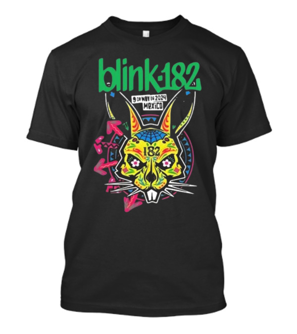 Blink-182 9 De Nov 2024 Mexico City Neon Rabbit T-Shirt