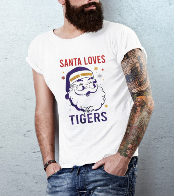 Santa Loves The LSU Tigers Christmas T-Shirt