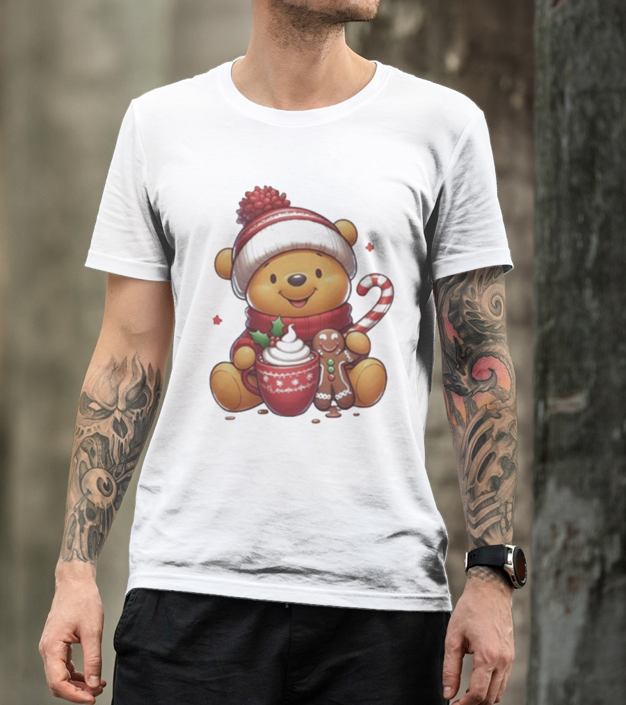Winnie The Pooh Christmas Cocoa Candy Cane Gingerbread T-Shirt